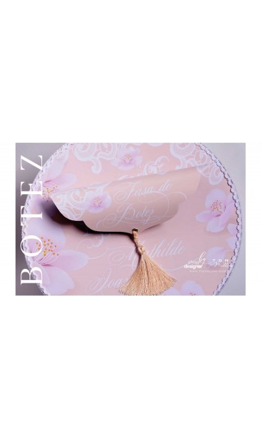 Trusou de botez somon cu alb cu broderie sand pentru fetite Elegant Monogram Peach 15